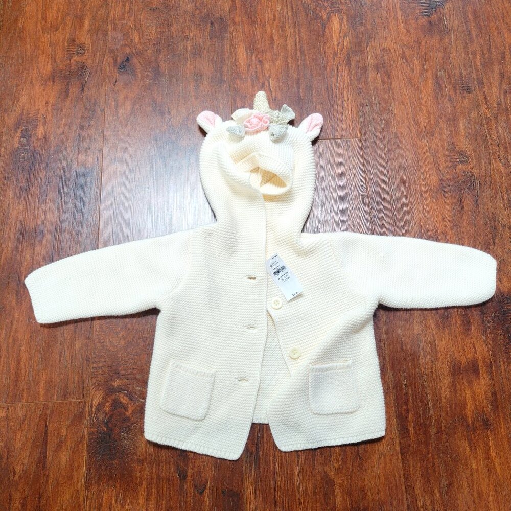 NWT Baby GAP girl's 6-12 month knit Unicorn sweater